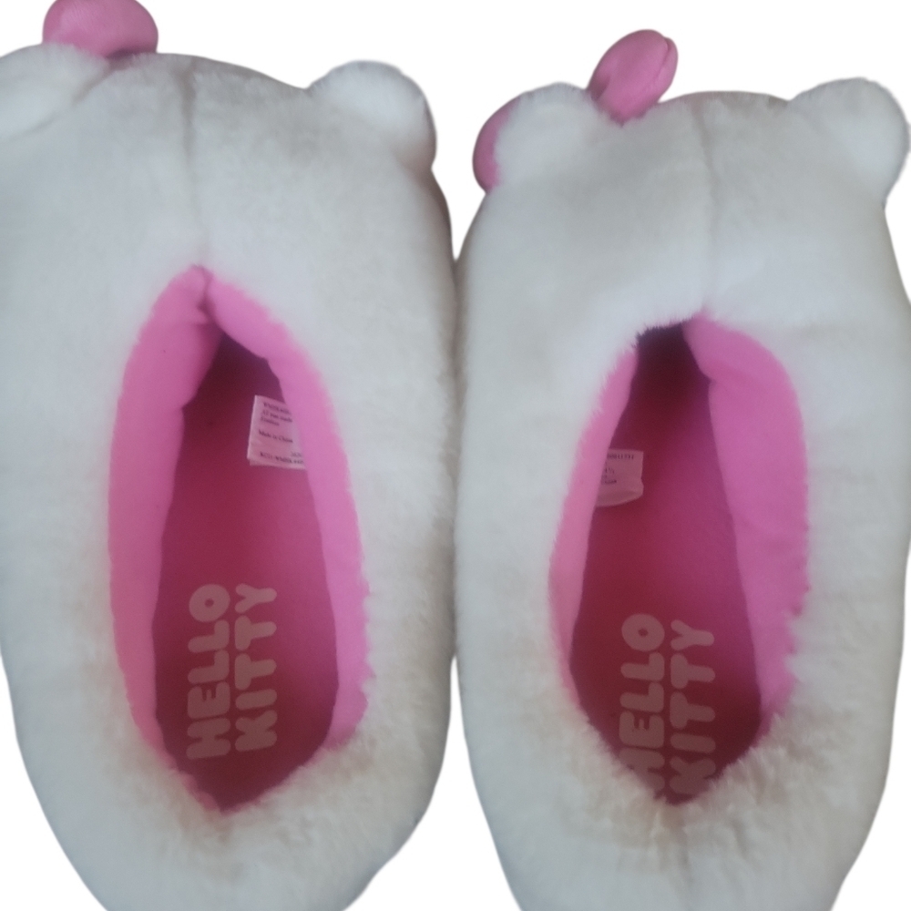 Hello Kitty Cute Plush White and Pink Adult House Slippers Sz 11-12 - Picture 3 of 7